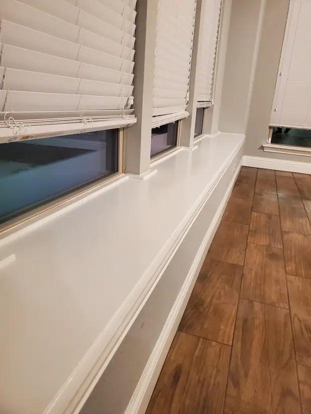 Window sills and tracks detailed