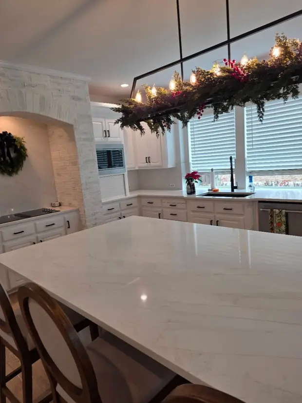 Kitchen counters and appliances after a clean